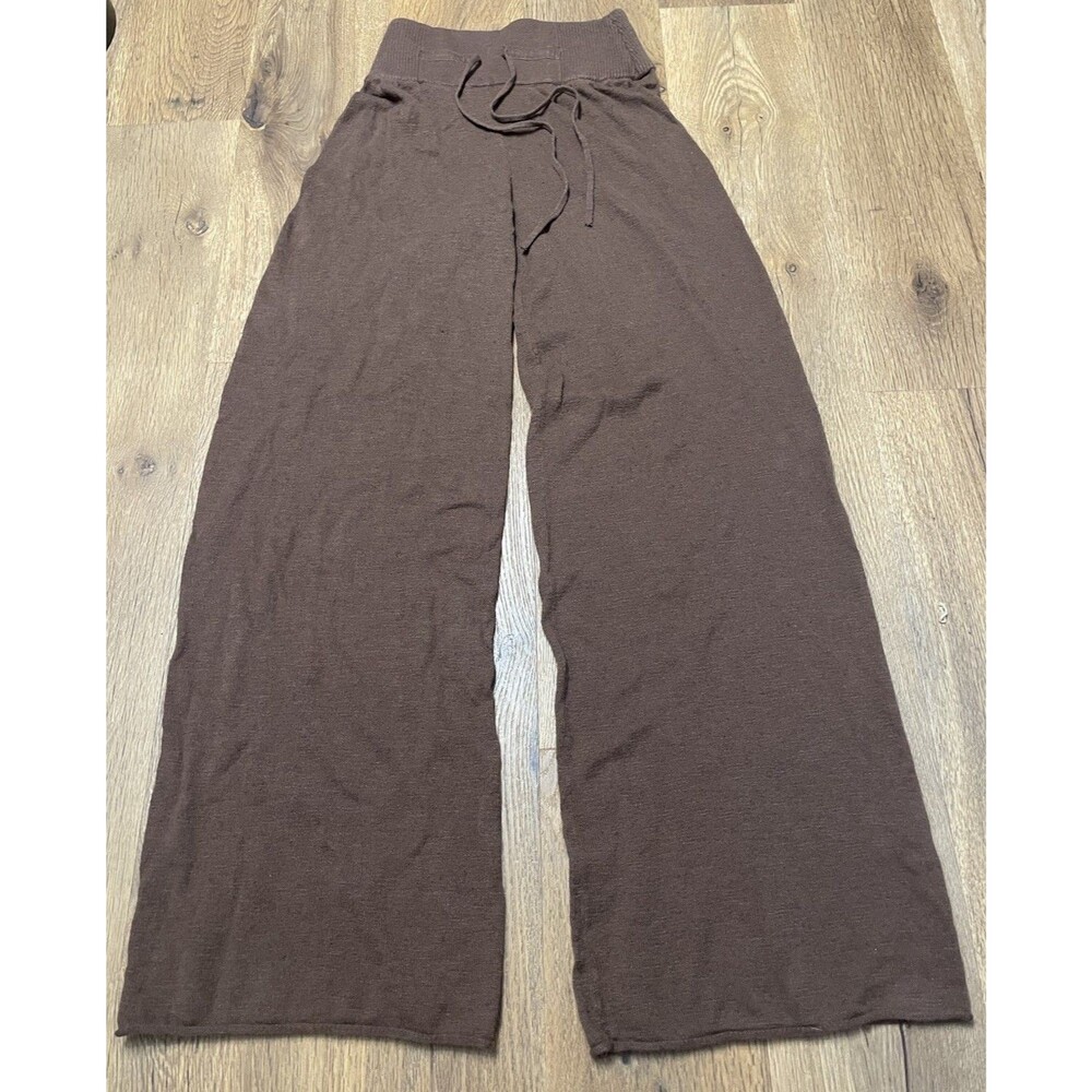 Free People Free-est Brown Knit Wide Leg Drawstring Lounge Pants Size XS